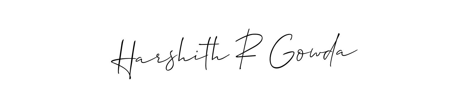if you are searching for the best signature style for your name Harshith R Gowda. so please give up your signature search. here we have designed multiple signature styles  using Allison_Script. Harshith R Gowda signature style 2 images and pictures png