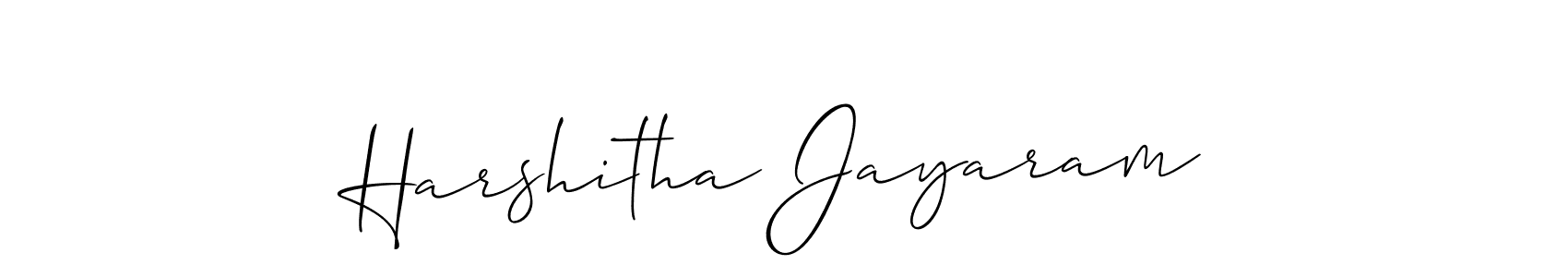 Allison_Script is a professional signature style that is perfect for those who want to add a touch of class to their signature. It is also a great choice for those who want to make their signature more unique. Get Harshitha Jayaram name to fancy signature for free. Harshitha Jayaram signature style 2 images and pictures png