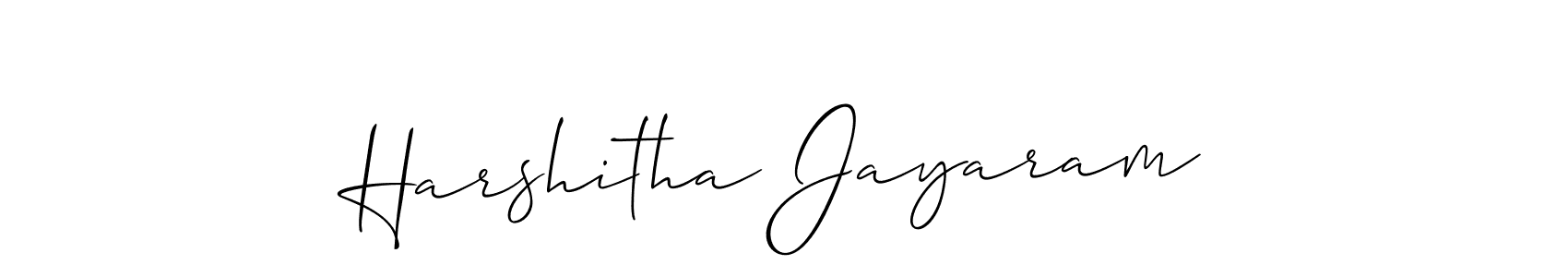 Also we have Harshitha Jayaram name is the best signature style. Create professional handwritten signature collection using Allison_Script autograph style. Harshitha Jayaram signature style 2 images and pictures png