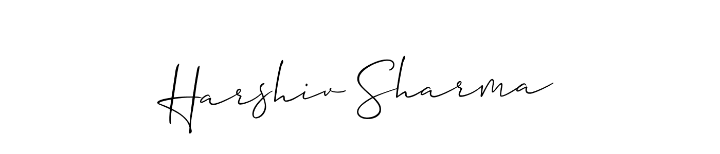 The best way (Allison_Script) to make a short signature is to pick only two or three words in your name. The name Harshiv Sharma include a total of six letters. For converting this name. Harshiv Sharma signature style 2 images and pictures png