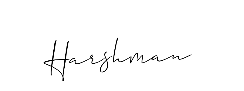 Design your own signature with our free online signature maker. With this signature software, you can create a handwritten (Allison_Script) signature for name Harshman. Harshman signature style 2 images and pictures png