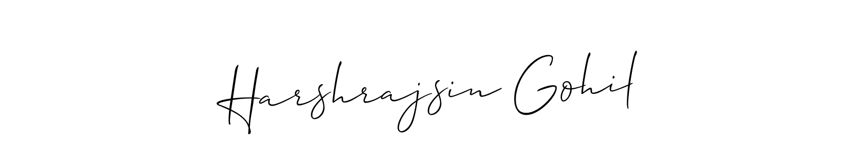 Make a short Harshrajsin Gohil signature style. Manage your documents anywhere anytime using Allison_Script. Create and add eSignatures, submit forms, share and send files easily. Harshrajsin Gohil signature style 2 images and pictures png