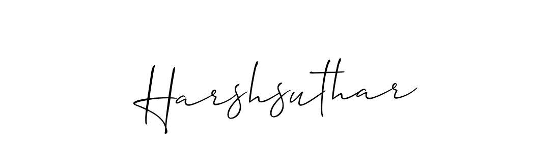 How to make Harshsuthar name signature. Use Allison_Script style for creating short signs online. This is the latest handwritten sign. Harshsuthar signature style 2 images and pictures png