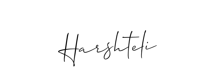 Use a signature maker to create a handwritten signature online. With this signature software, you can design (Allison_Script) your own signature for name Harshteli. Harshteli signature style 2 images and pictures png