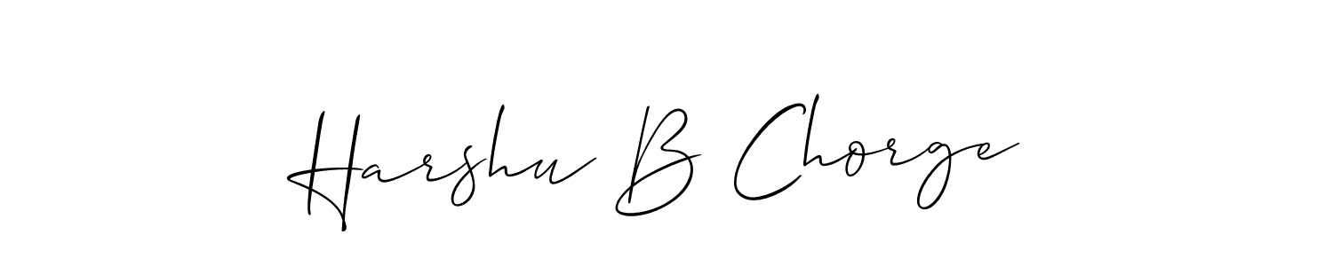 Also we have Harshu B Chorge name is the best signature style. Create professional handwritten signature collection using Allison_Script autograph style. Harshu B Chorge signature style 2 images and pictures png