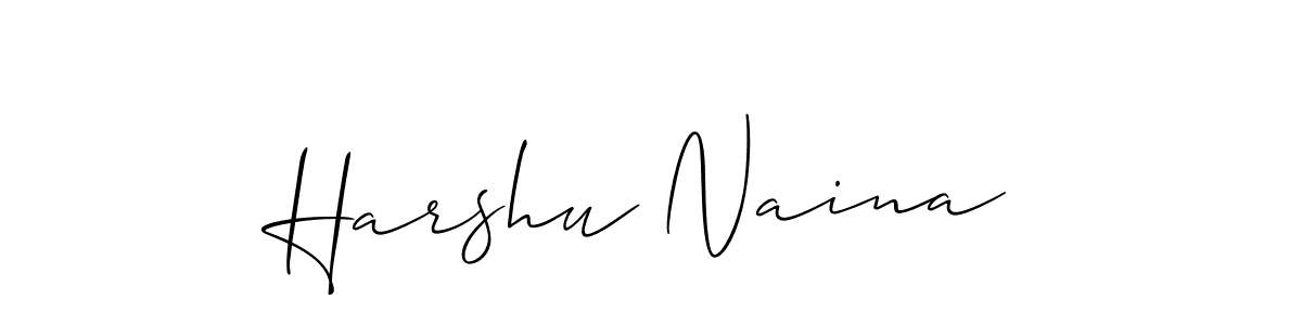 Use a signature maker to create a handwritten signature online. With this signature software, you can design (Allison_Script) your own signature for name Harshu Naina. Harshu Naina signature style 2 images and pictures png