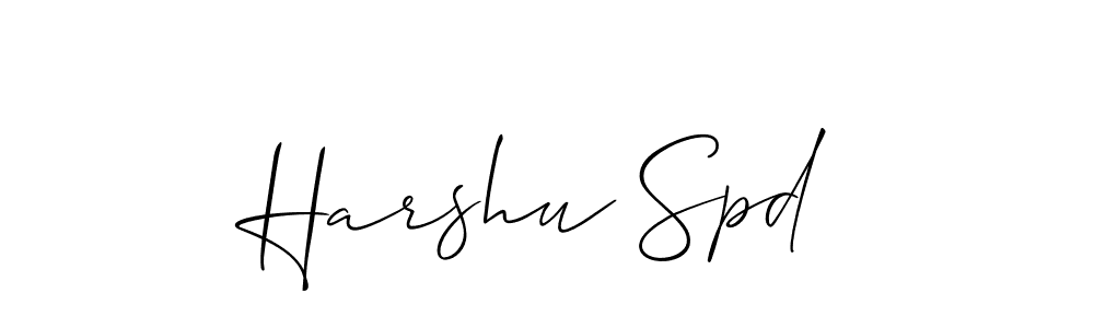 Also You can easily find your signature by using the search form. We will create Harshu Spd name handwritten signature images for you free of cost using Allison_Script sign style. Harshu Spd signature style 2 images and pictures png