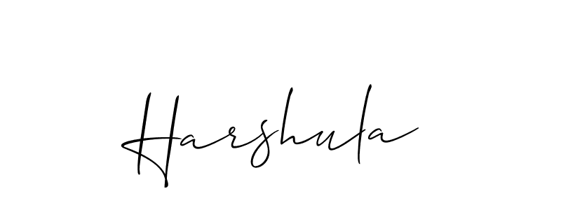 Use a signature maker to create a handwritten signature online. With this signature software, you can design (Allison_Script) your own signature for name Harshula. Harshula signature style 2 images and pictures png
