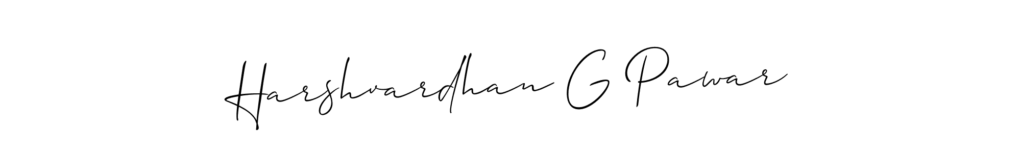 This is the best signature style for the Harshvardhan G Pawar name. Also you like these signature font (Allison_Script). Mix name signature. Harshvardhan G Pawar signature style 2 images and pictures png