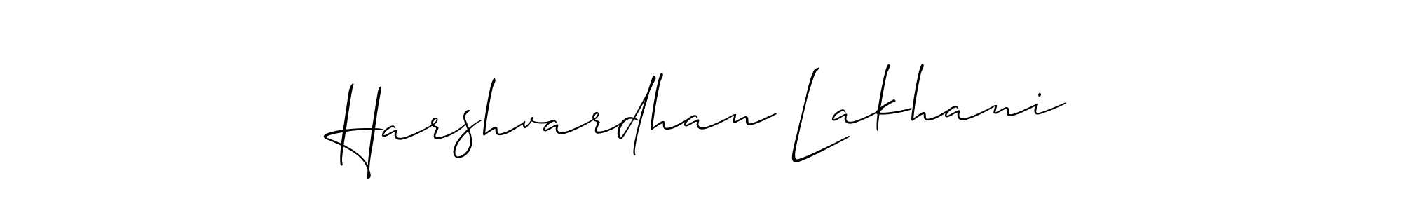 You should practise on your own different ways (Allison_Script) to write your name (Harshvardhan Lakhani) in signature. don't let someone else do it for you. Harshvardhan Lakhani signature style 2 images and pictures png