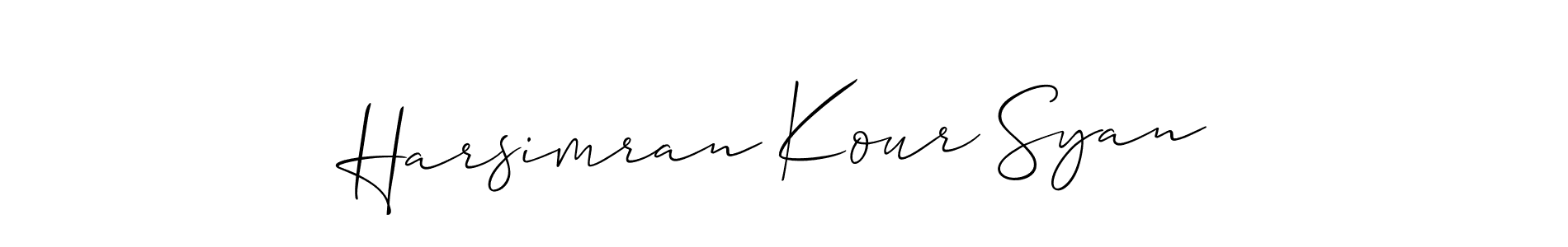 Design your own signature with our free online signature maker. With this signature software, you can create a handwritten (Allison_Script) signature for name Harsimran Kour Syan. Harsimran Kour Syan signature style 2 images and pictures png