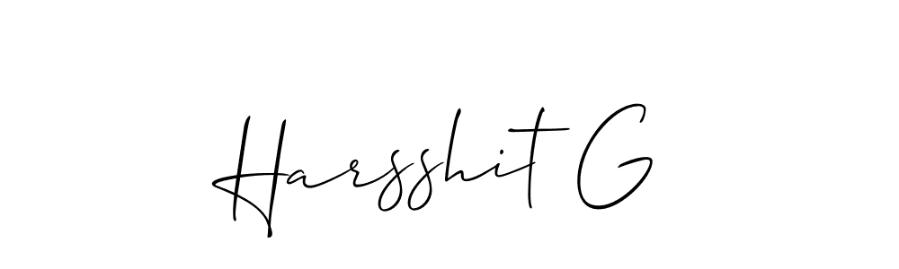 if you are searching for the best signature style for your name Harsshit G. so please give up your signature search. here we have designed multiple signature styles  using Allison_Script. Harsshit G signature style 2 images and pictures png