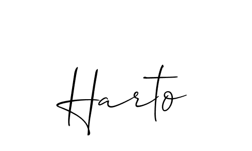 Design your own signature with our free online signature maker. With this signature software, you can create a handwritten (Allison_Script) signature for name Harto. Harto signature style 2 images and pictures png