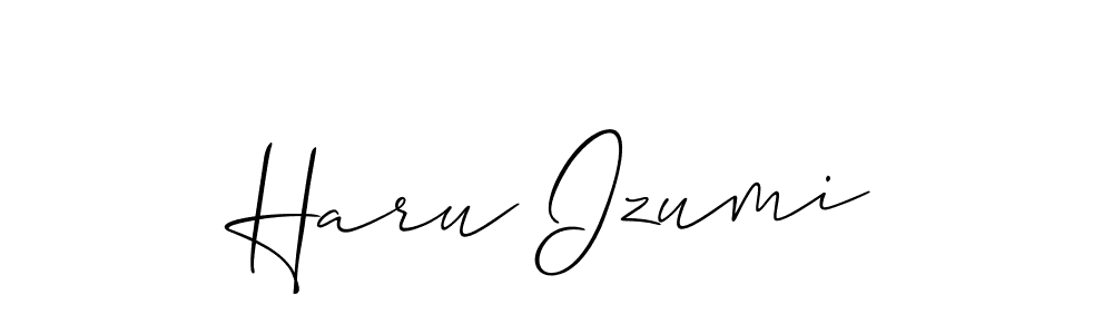 Similarly Allison_Script is the best handwritten signature design. Signature creator online .You can use it as an online autograph creator for name Haru Izumi. Haru Izumi signature style 2 images and pictures png
