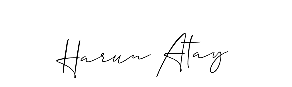 The best way (Allison_Script) to make a short signature is to pick only two or three words in your name. The name Harun Atay include a total of six letters. For converting this name. Harun Atay signature style 2 images and pictures png