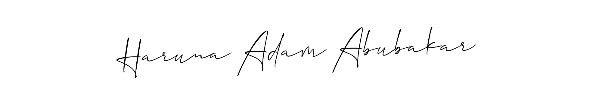 Make a beautiful signature design for name Haruna Adam Abubakar. With this signature (Allison_Script) style, you can create a handwritten signature for free. Haruna Adam Abubakar signature style 2 images and pictures png