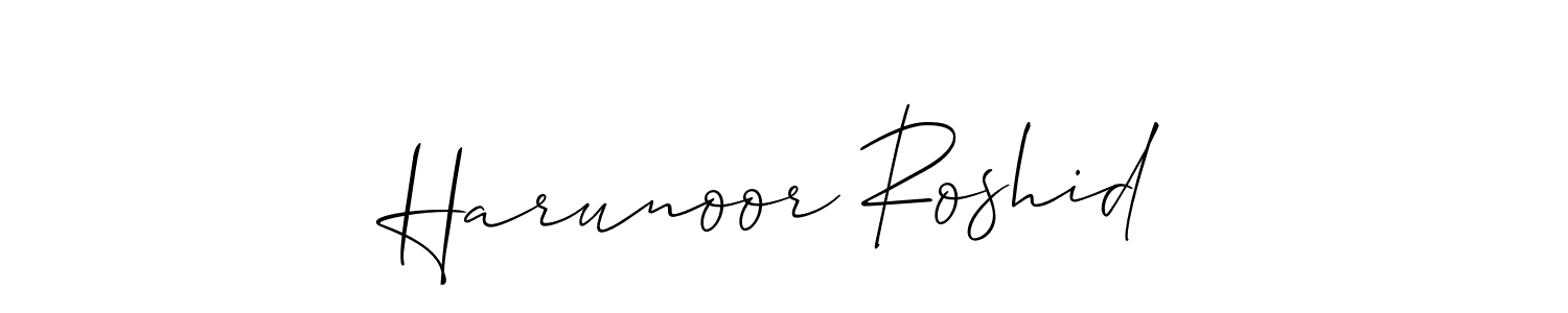 Use a signature maker to create a handwritten signature online. With this signature software, you can design (Allison_Script) your own signature for name Harunoor Roshid. Harunoor Roshid signature style 2 images and pictures png