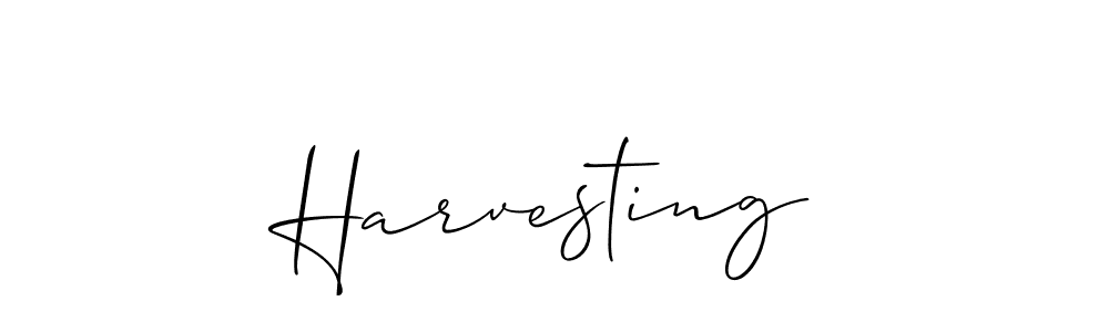 Create a beautiful signature design for name Harvesting. With this signature (Allison_Script) fonts, you can make a handwritten signature for free. Harvesting signature style 2 images and pictures png