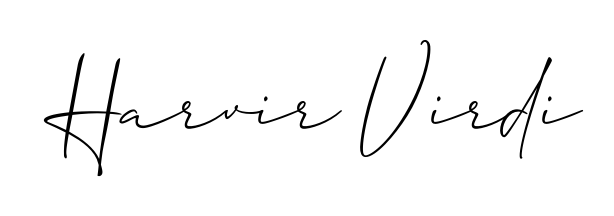 Personalize your online presence with Harvir Virdi signature rendered in elegant Allison_Script font. Great for website footers and blogs. Harvir Virdi signature style 2 images and pictures png