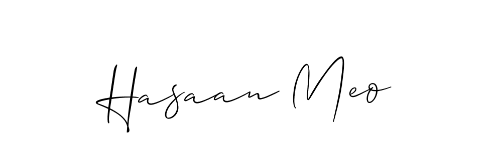 Also we have Hasaan Meo name is the best signature style. Create professional handwritten signature collection using Allison_Script autograph style. Hasaan Meo signature style 2 images and pictures png