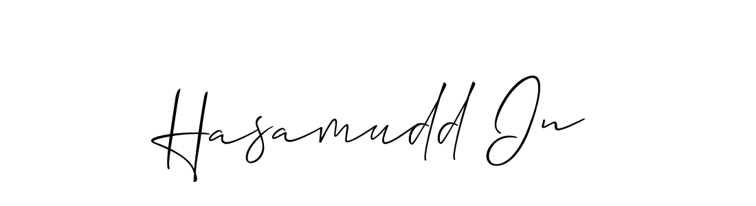 Use a signature maker to create a handwritten signature online. With this signature software, you can design (Allison_Script) your own signature for name Hasamudd In. Hasamudd In signature style 2 images and pictures png