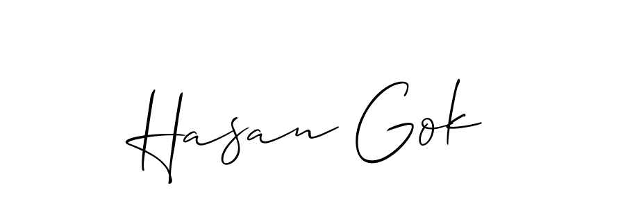 How to make Hasan Gok name signature. Use Allison_Script style for creating short signs online. This is the latest handwritten sign. Hasan Gok signature style 2 images and pictures png