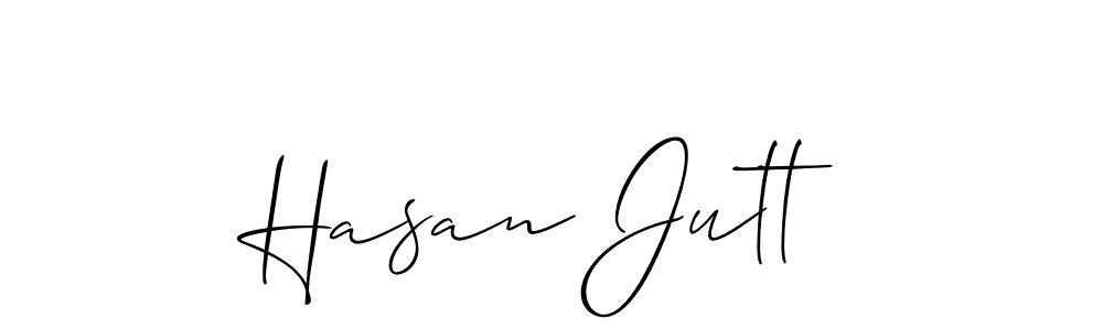 How to make Hasan Jutt name signature. Use Allison_Script style for creating short signs online. This is the latest handwritten sign. Hasan Jutt signature style 2 images and pictures png