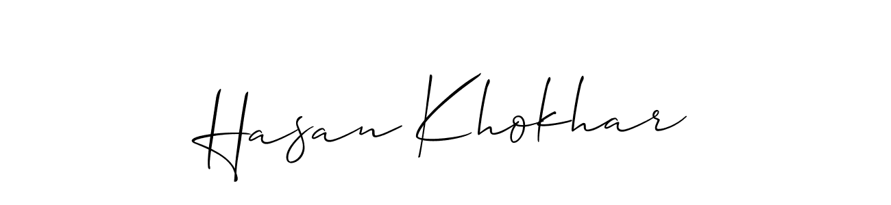 Make a short Hasan Khokhar signature style. Manage your documents anywhere anytime using Allison_Script. Create and add eSignatures, submit forms, share and send files easily. Hasan Khokhar signature style 2 images and pictures png