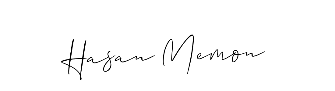Make a beautiful signature design for name Hasan Memon. With this signature (Allison_Script) style, you can create a handwritten signature for free. Hasan Memon signature style 2 images and pictures png