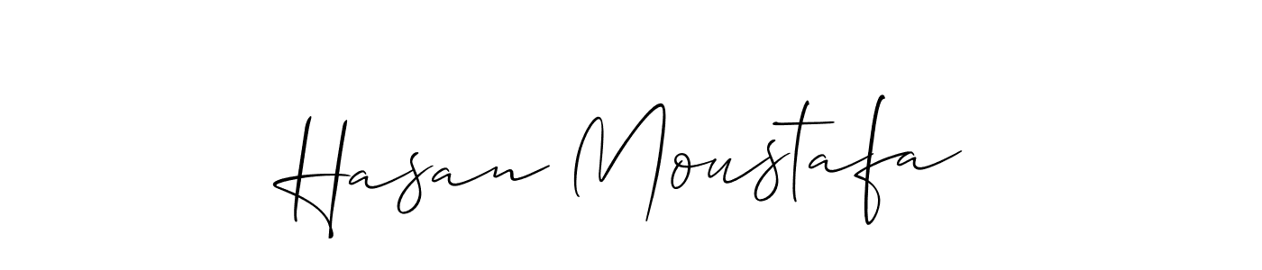 The best way (Allison_Script) to make a short signature is to pick only two or three words in your name. The name Hasan Moustafa include a total of six letters. For converting this name. Hasan Moustafa signature style 2 images and pictures png