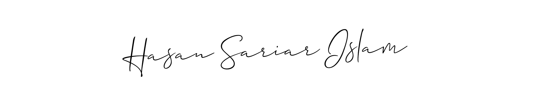 Similarly Allison_Script is the best handwritten signature design. Signature creator online .You can use it as an online autograph creator for name Hasan Sariar Islam. Hasan Sariar Islam signature style 2 images and pictures png