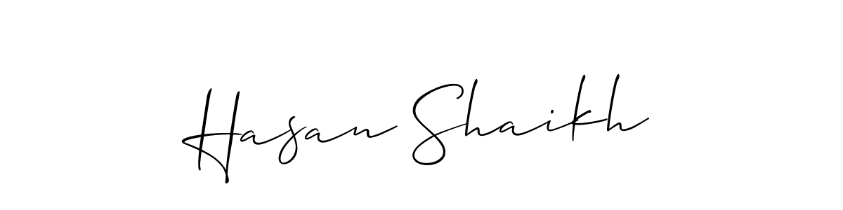 Use a signature maker to create a handwritten signature online. With this signature software, you can design (Allison_Script) your own signature for name Hasan Shaikh. Hasan Shaikh signature style 2 images and pictures png