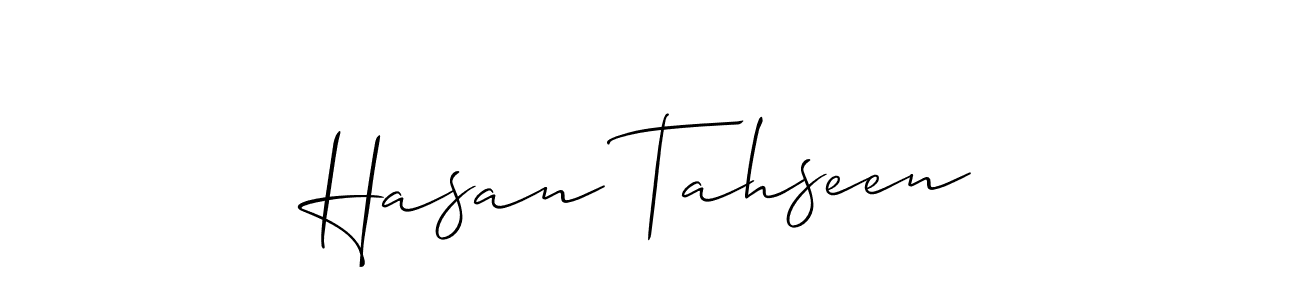 How to make Hasan Tahseen signature? Allison_Script is a professional autograph style. Create handwritten signature for Hasan Tahseen name. Hasan Tahseen signature style 2 images and pictures png