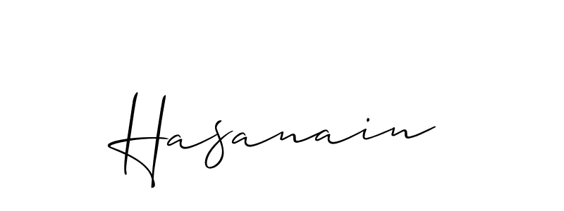 Make a beautiful signature design for name Hasanain. With this signature (Allison_Script) style, you can create a handwritten signature for free. Hasanain signature style 2 images and pictures png