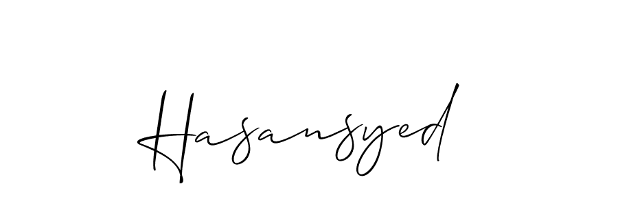 The best way (Allison_Script) to make a short signature is to pick only two or three words in your name. The name Hasansyed include a total of six letters. For converting this name. Hasansyed signature style 2 images and pictures png