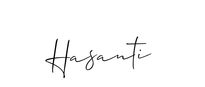 The best way (Allison_Script) to make a short signature is to pick only two or three words in your name. The name Hasanti include a total of six letters. For converting this name. Hasanti signature style 2 images and pictures png