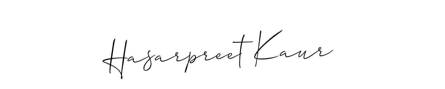 Allison_Script is a professional signature style that is perfect for those who want to add a touch of class to their signature. It is also a great choice for those who want to make their signature more unique. Get Hasarpreet Kaur name to fancy signature for free. Hasarpreet Kaur signature style 2 images and pictures png