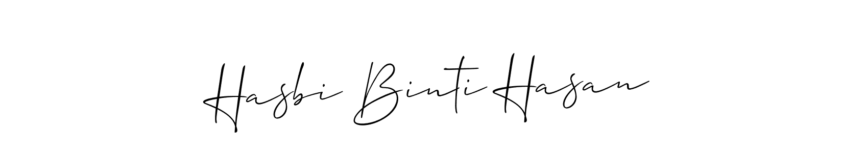 Create a beautiful signature design for name Hasbi Binti Hasan. With this signature (Allison_Script) fonts, you can make a handwritten signature for free. Hasbi Binti Hasan signature style 2 images and pictures png