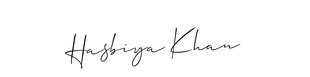 Create a beautiful signature design for name Hasbiya Khan. With this signature (Allison_Script) fonts, you can make a handwritten signature for free. Hasbiya Khan signature style 2 images and pictures png