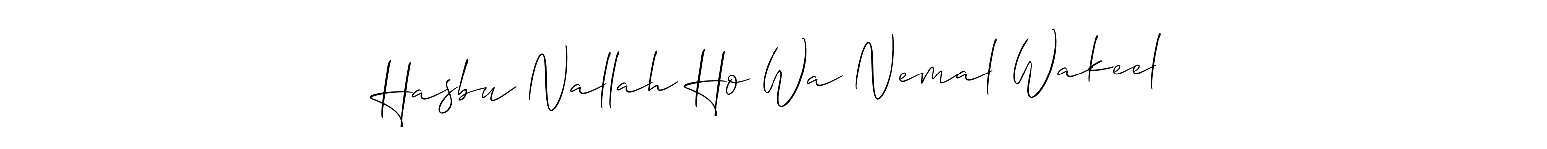 Similarly Allison_Script is the best handwritten signature design. Signature creator online .You can use it as an online autograph creator for name Hasbu Nallah Ho Wa Nemal Wakeel. Hasbu Nallah Ho Wa Nemal Wakeel signature style 2 images and pictures png