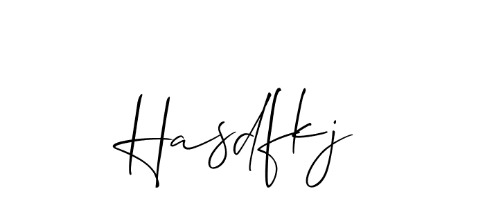 The best way (Allison_Script) to make a short signature is to pick only two or three words in your name. The name Hasdfkj include a total of six letters. For converting this name. Hasdfkj signature style 2 images and pictures png