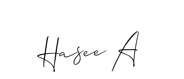 Make a beautiful signature design for name Hasee A. With this signature (Allison_Script) style, you can create a handwritten signature for free. Hasee A signature style 2 images and pictures png