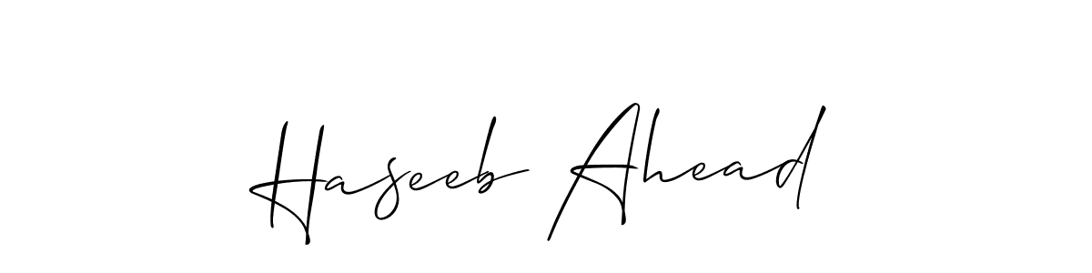 Allison_Script is a professional signature style that is perfect for those who want to add a touch of class to their signature. It is also a great choice for those who want to make their signature more unique. Get Haseeb Ahead name to fancy signature for free. Haseeb Ahead signature style 2 images and pictures png