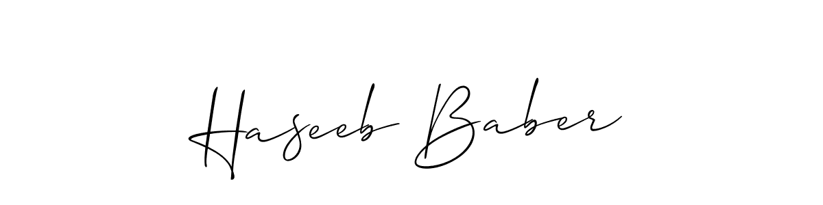 Make a short Haseeb Baber signature style. Manage your documents anywhere anytime using Allison_Script. Create and add eSignatures, submit forms, share and send files easily. Haseeb Baber signature style 2 images and pictures png