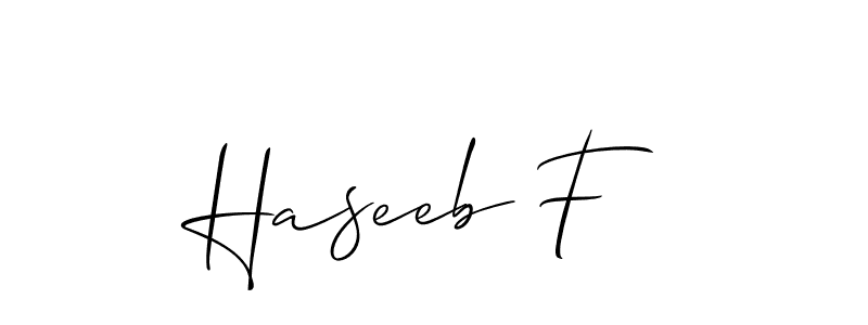 Similarly Allison_Script is the best handwritten signature design. Signature creator online .You can use it as an online autograph creator for name Haseeb F. Haseeb F signature style 2 images and pictures png