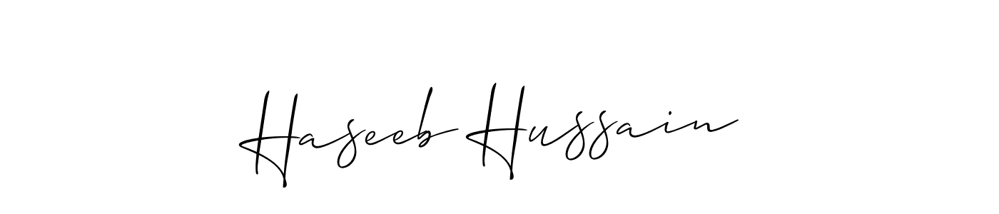 Also we have Haseeb Hussain name is the best signature style. Create professional handwritten signature collection using Allison_Script autograph style. Haseeb Hussain signature style 2 images and pictures png