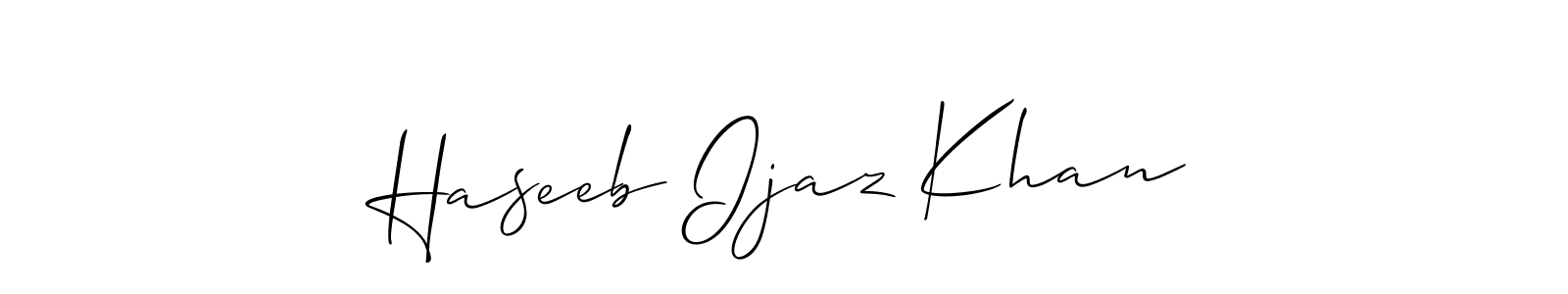 The best way (Allison_Script) to make a short signature is to pick only two or three words in your name. The name Haseeb Ijaz Khan include a total of six letters. For converting this name. Haseeb Ijaz Khan signature style 2 images and pictures png