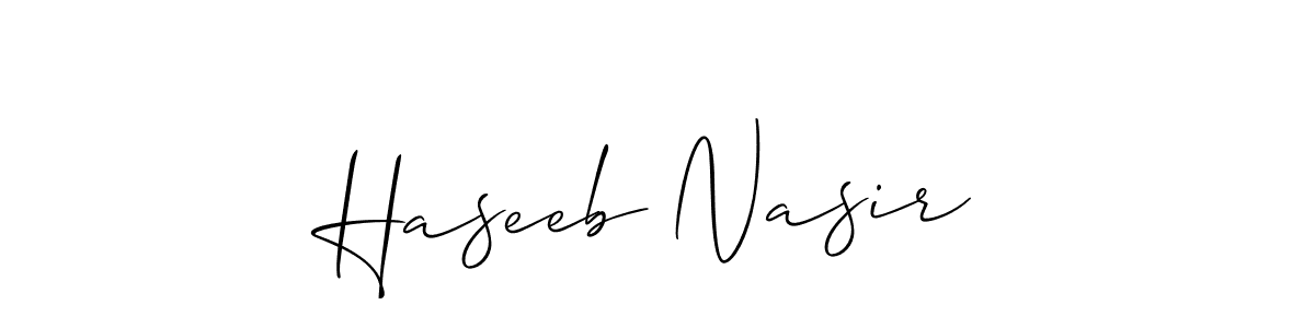 Make a beautiful signature design for name Haseeb Nasir. With this signature (Allison_Script) style, you can create a handwritten signature for free. Haseeb Nasir signature style 2 images and pictures png