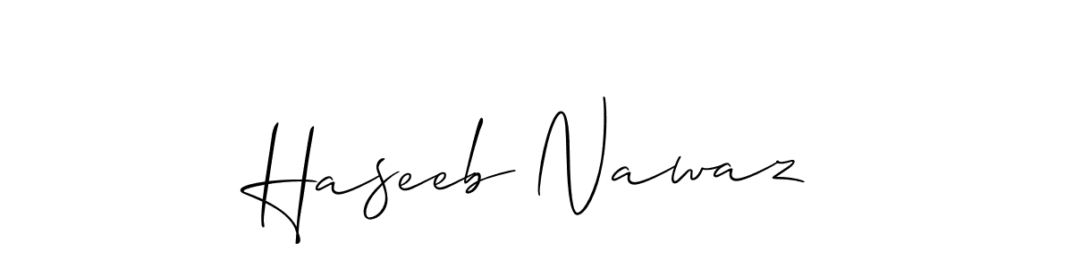 Use a signature maker to create a handwritten signature online. With this signature software, you can design (Allison_Script) your own signature for name Haseeb Nawaz. Haseeb Nawaz signature style 2 images and pictures png