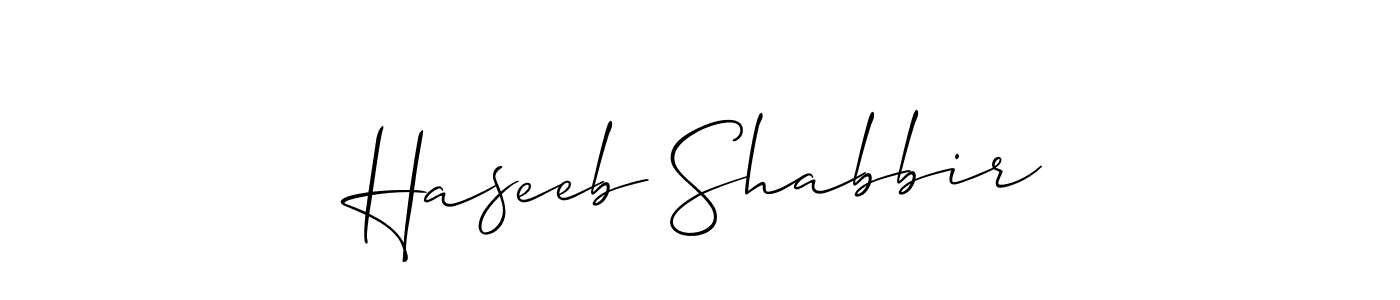 It looks lik you need a new signature style for name Haseeb Shabbir. Design unique handwritten (Allison_Script) signature with our free signature maker in just a few clicks. Haseeb Shabbir signature style 2 images and pictures png